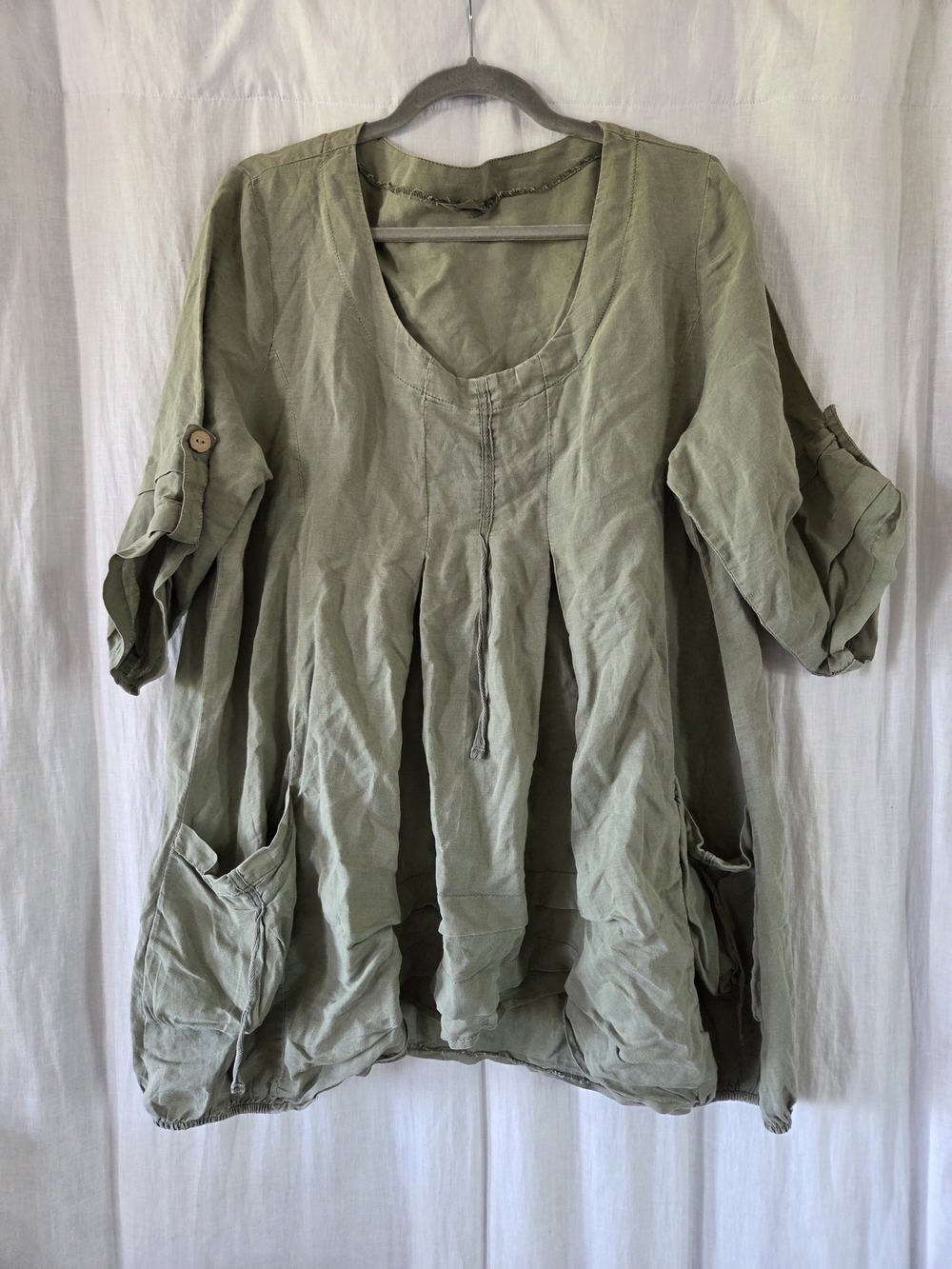 Catwalk Stars | Relaxed Olive Tunic Top with Front Pockets